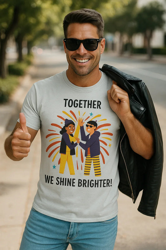 Together We Shine Brighter T-Shirt – Unity & Love Graphic Tee for Friends, Couples, and Teams