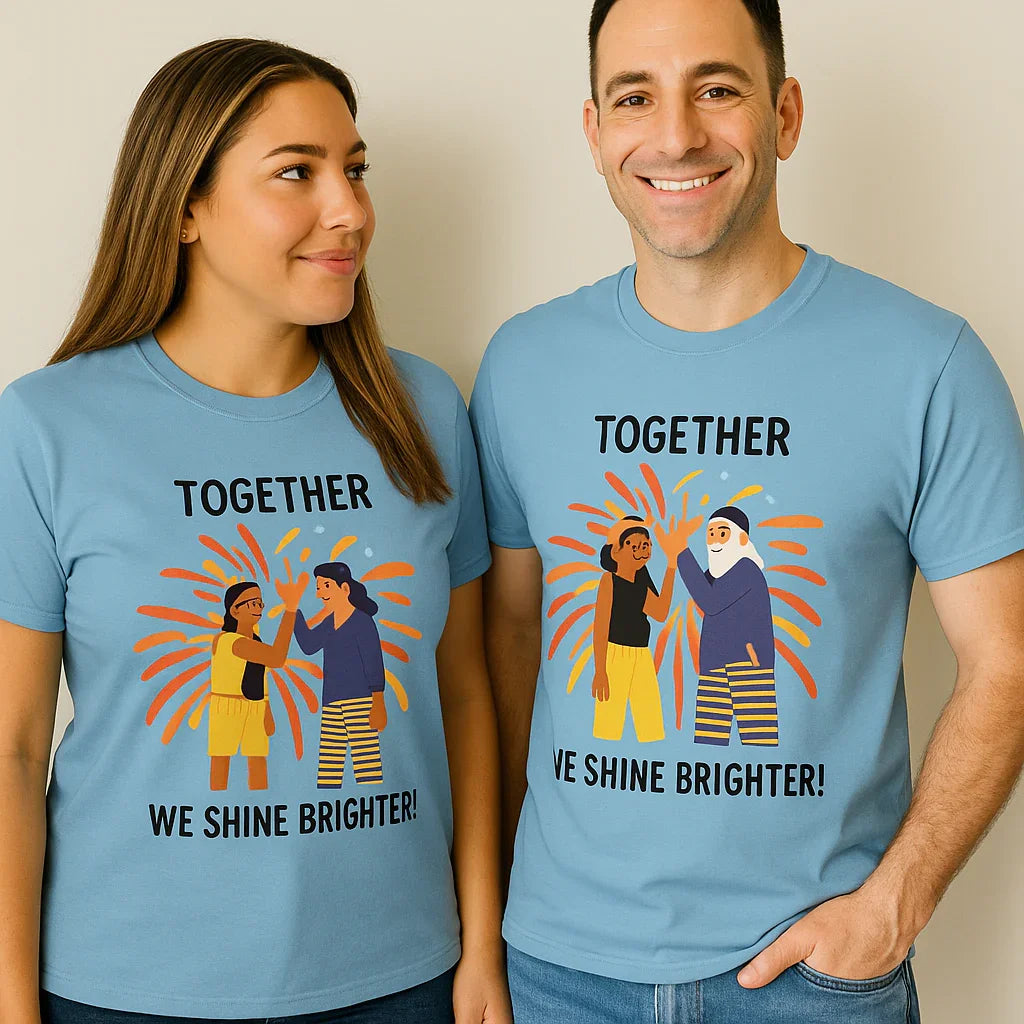 Together We Shine Brighter T-Shirt – Unity & Love Graphic Tee for Friends, Couples, and Teams